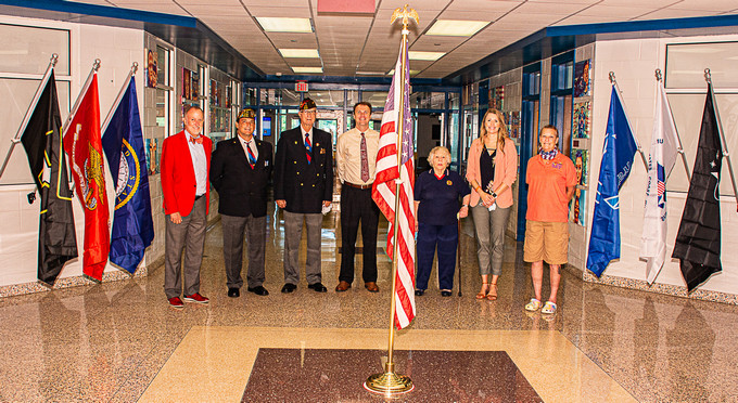 VFW Post 8545 donated and presented all military service flags to the Smithfield Middle School