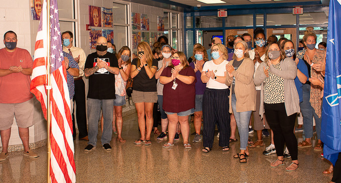 VFW Post 8545 donated and presented all military service flags to the Smithfield Middle School